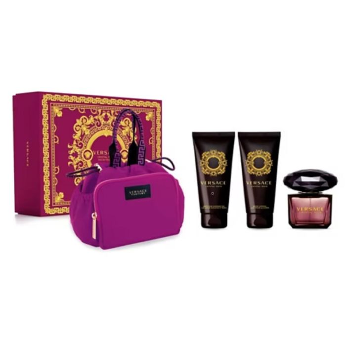 Order versace crystal noir set 90ml eau de toilette spray, 100ml shower  gel, 100ml lotion, and make up case set Online