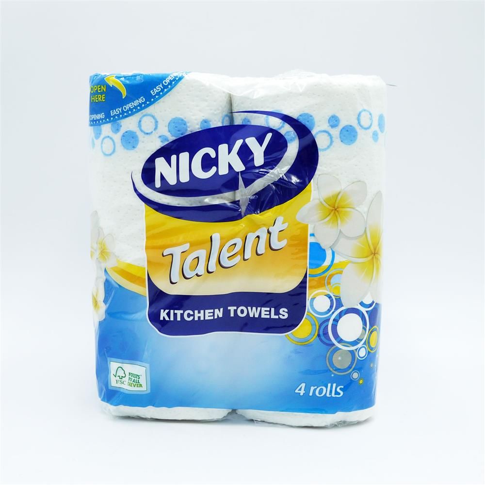 NICKY TALENT ROLLS KITCHEN TOWEL - 4 PK