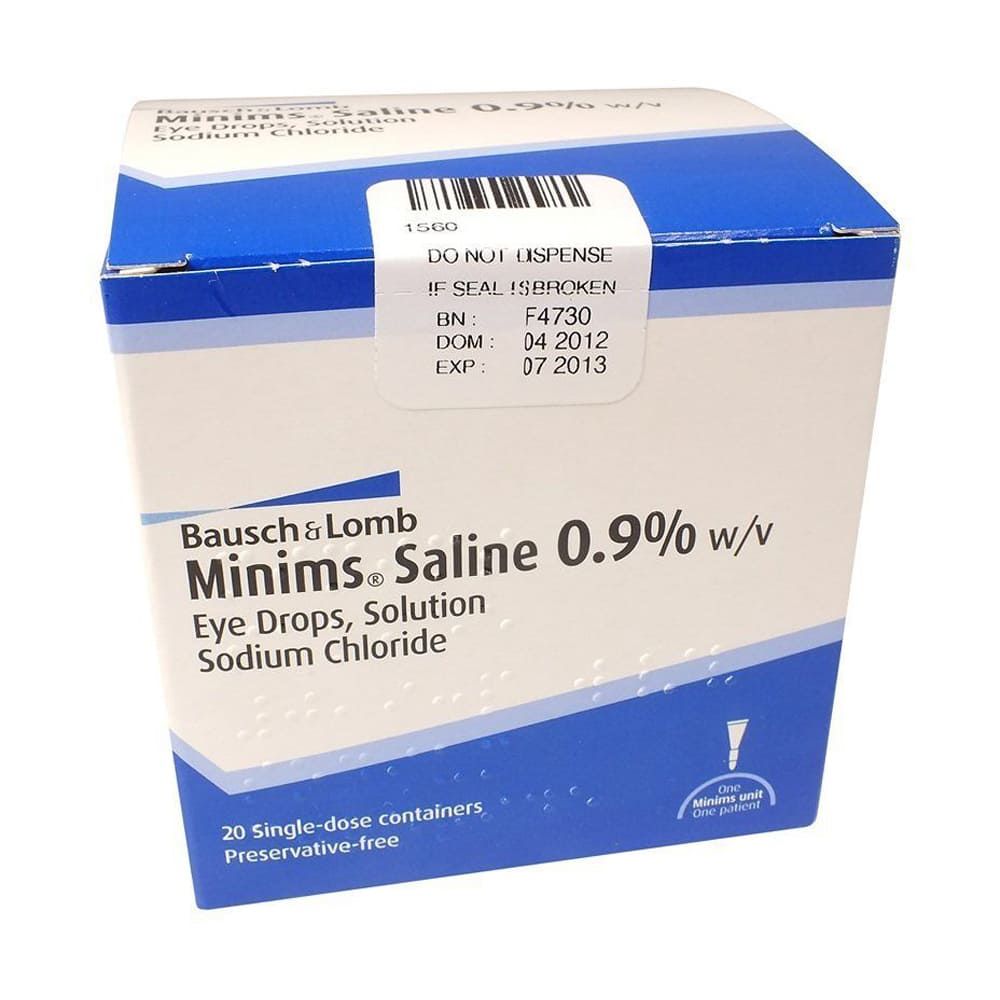 BOUSCH & LOMB MINIMS SALINE - EYES - 0.9% W/V EYE DROPS, SOLUTION SODIUM CHLORIDE - 20 DOSE