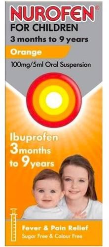 NUROFEN CHILDREN -IBUPROFEN SUSPENSION -ORANGE FLAVOUR 3 MONTHS TO 9 YEARS - 100 ML