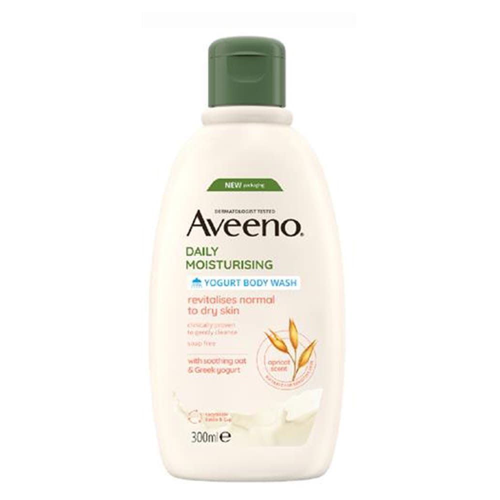 AVEENO DAILY MOISTURISING YOGURT BODY WASH, APRICOT & HONEY SCENT - 300ML