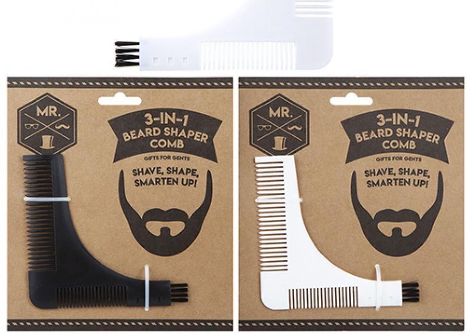 MENS GROOMING 3-IN-1 BEARD SHAPER/COMB AND
BRUSH 2 ASSORTED - 1