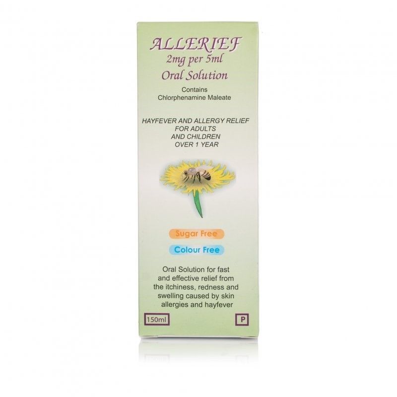 CHLORPHENAMINE LIQUID (PIRITON ALTERNATIVE) ALLERRIEF ALLERGY ORAL SOLUTION - 150 ML