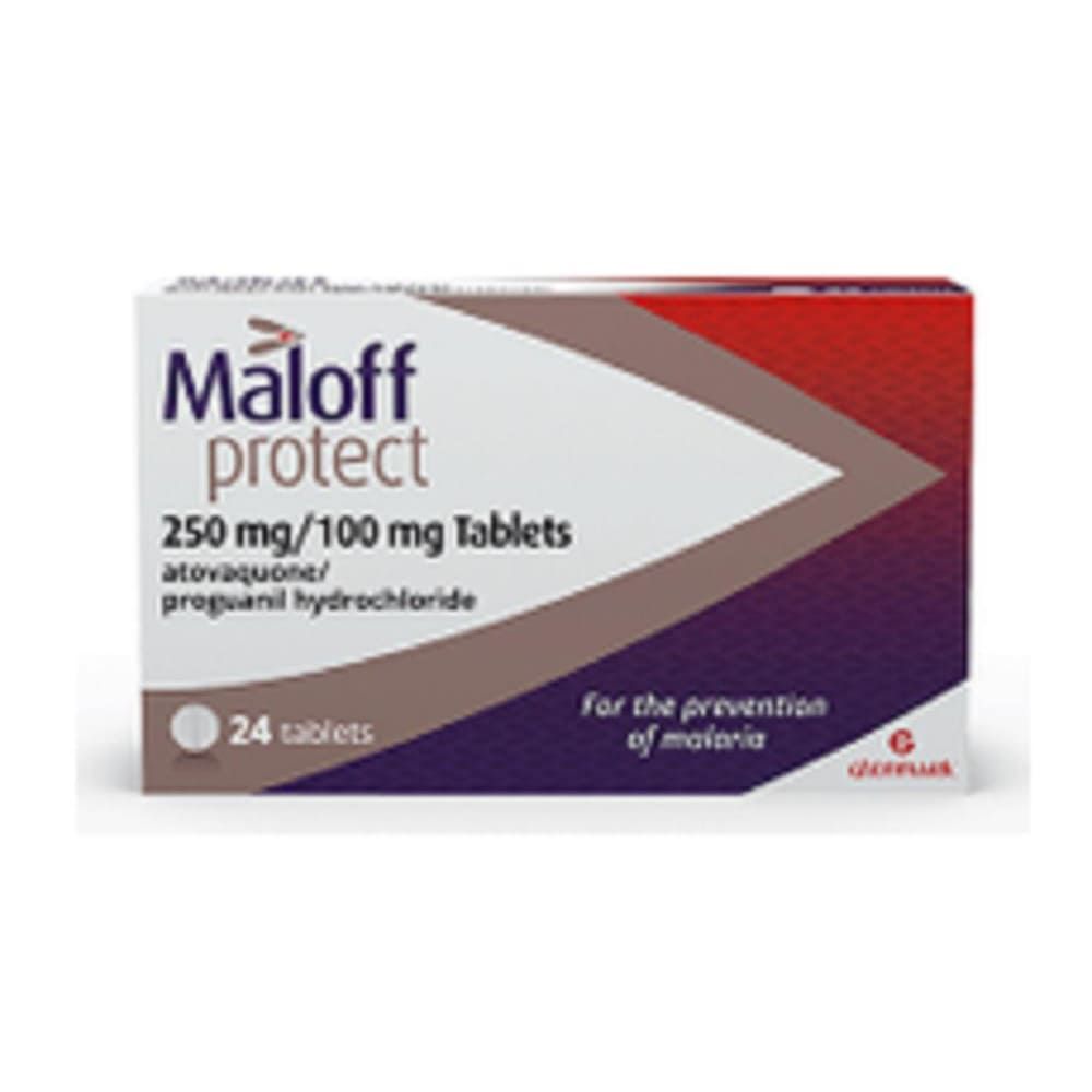 MALOFF PROTECT 250MG/100MG TABLETS(ATOVAQUONE/PROGUANIL HYDROCLORIDE) PREVENTION OF MALARIA - 24