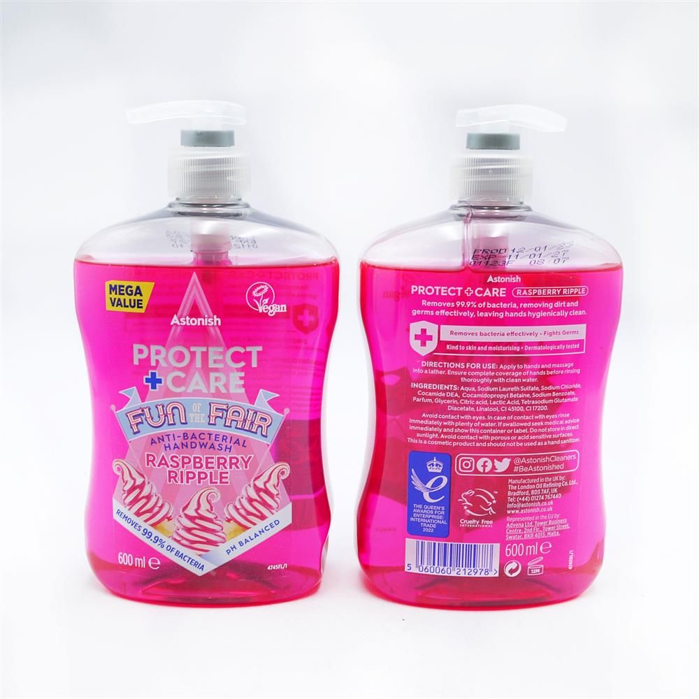 ASTONISH HANDWASH PROTECT&CARE HANDWASH RASPBERRY RIPPLE - 600ML