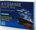 AVOMINE TRAVEL SICKNESS TABLETS 25MG - 10 TABS