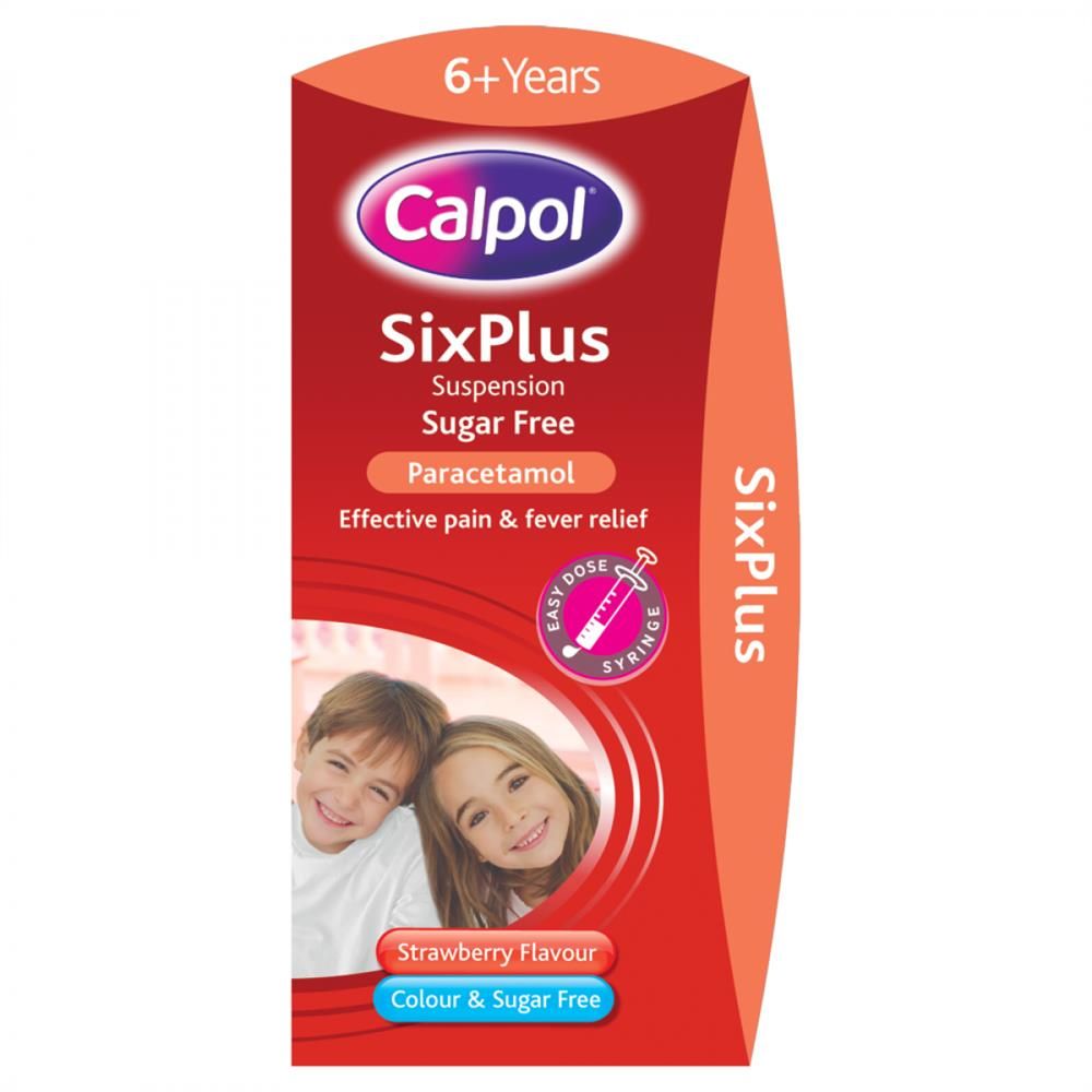 CALPOL 6+ YEARS PLUS SUGAR FREE PARACETAMOL SUSPENSION 100 ML STRAWBERRY - 100 ML