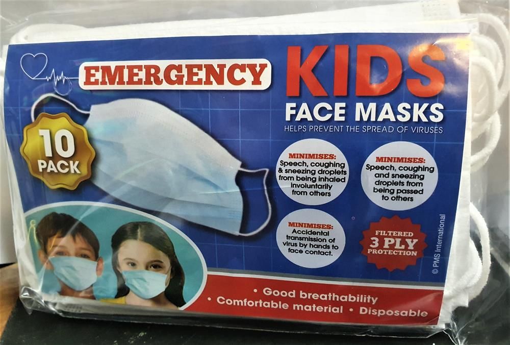 DISPOSABLE KIDS FACE MASKS
PACK OF 10 3 PLY - 1