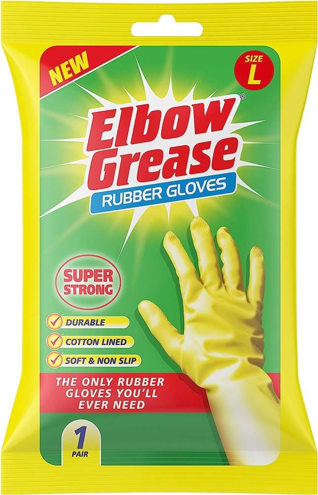 ELBOW GREASE RUBBER GLOVES SUPER STRONG LARGE - 1