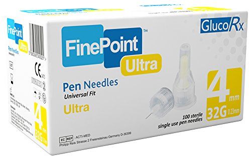GLUCORX FINEPOINT PEN NEEDLES FOR INSULIN 4MM/31G - 100 NEEDLES