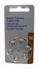 HEARING AID BATTRERIES 312 -1.4V (BROWN) - 6 BATTERIES