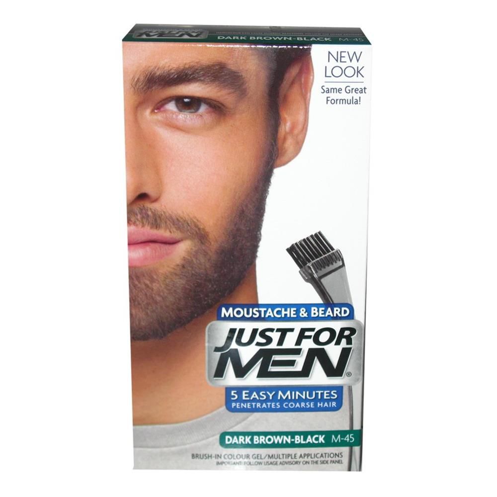 JUST FOR MEN MOUSTACHE & BEARD GEL HAIR COLOUR NATURAL DARK BROWN M-45 - 1 PC