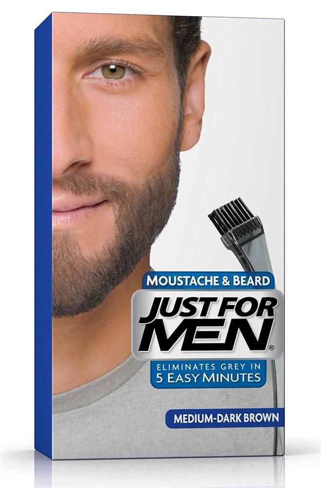 JUST FOR MEN MOUSTACHE & BEARD DYE HAIR COLOUR NATURAL MEDIUM DARK BROWN M-40 - 1 PC