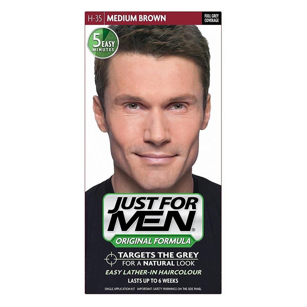 JUST FOR MEN ORIGINAL FORMULA MEDIUM BROWN HAIR DYE H35 - 1 PC