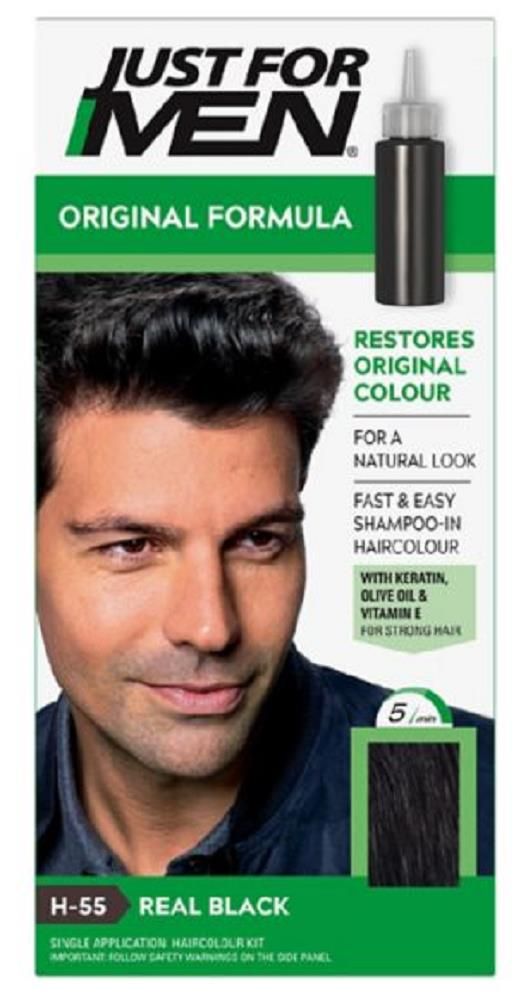 JUST FOR MEN ORIGINAL FORMULA REAL BLACK HAIR DYE H55 - 1 PC