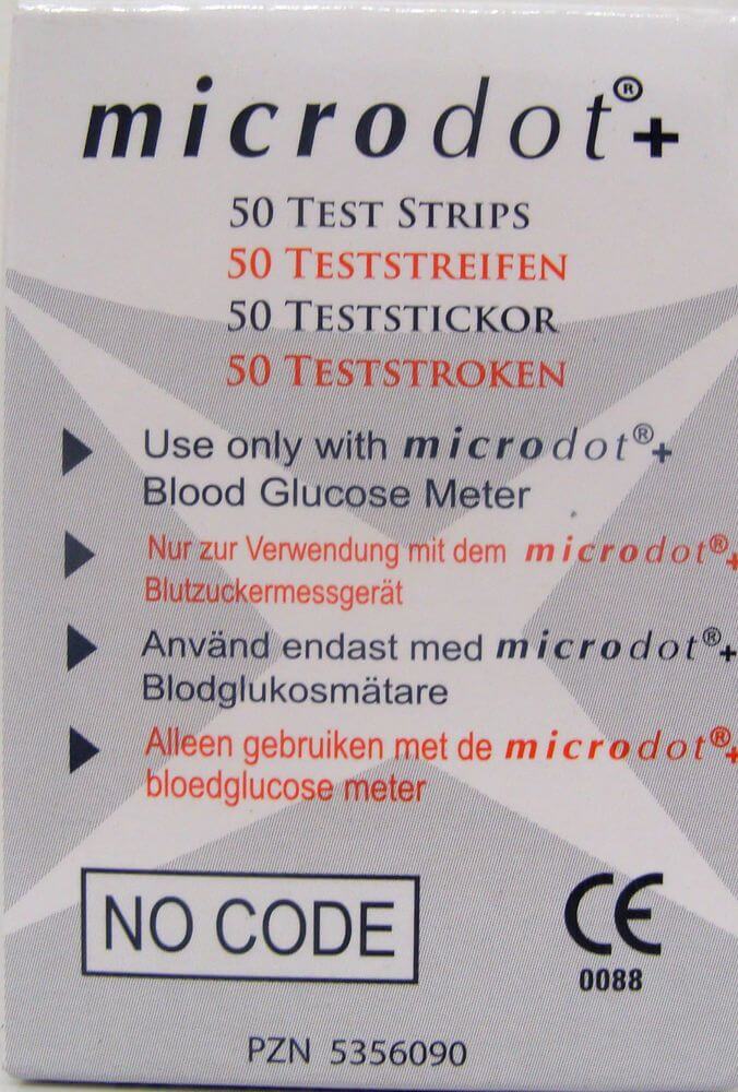 MICRODOT+ BLOOD GLUCOSE TEST STRIPS - 50 STRIPS