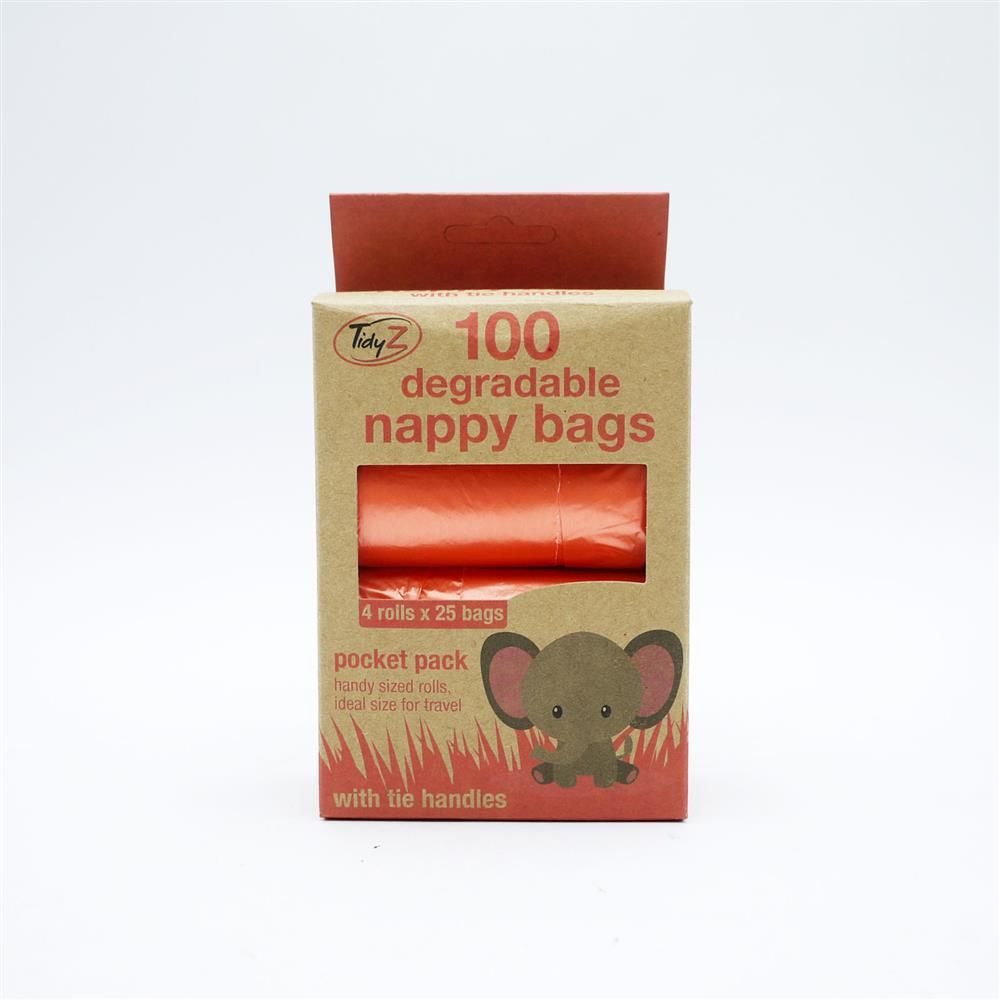 BABY NAPPY BAGS TIDYZ 100 DEGRADABLE NAPPY BAGS WTH TIE HANDLES - 1