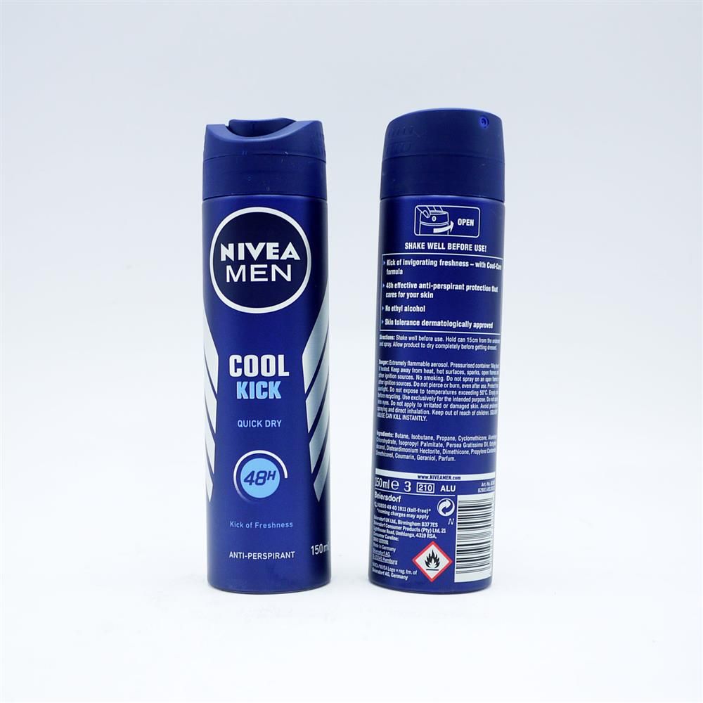 NIVEA MEN ANTI-PERSPIRANT DEODORANT SPRAY COOL KICK QUICK DRY 48HR - 150ML