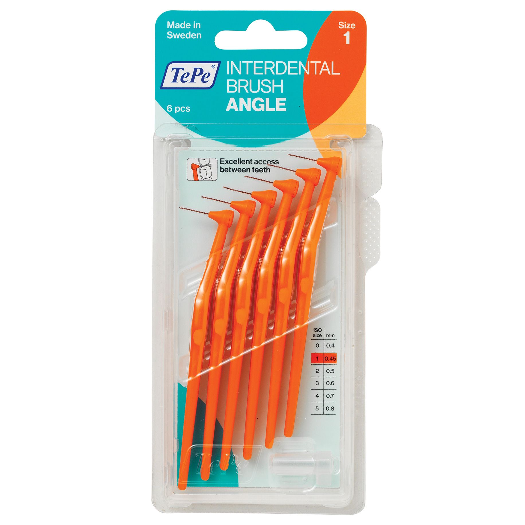 TEPE INTERDENTAL BRUSH ANGLE SIZE 1 - 6 BRUSHES