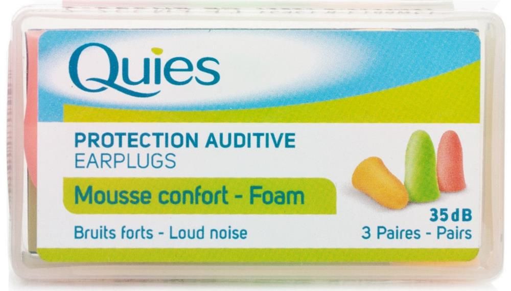 QUIES ANTI NOISE FOAM EAR PLUGS - 3 PAIRS
