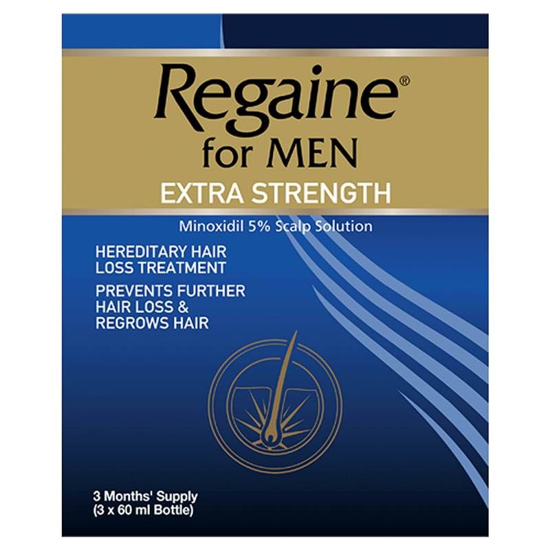 REGAINE 5% FOR MEN EXTRA STRENGTH 3 MONTH PACK (3X60ML) (MINOXIDIL) - 3x60 ML