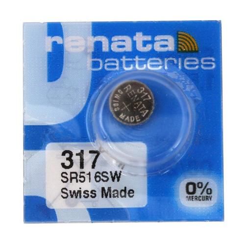 RENATA 1.55 V - WATCH BATTERY 317 - (SR516W) [SWISS MADE] SILVER OXIDE BATTERIES 1.55V - 1