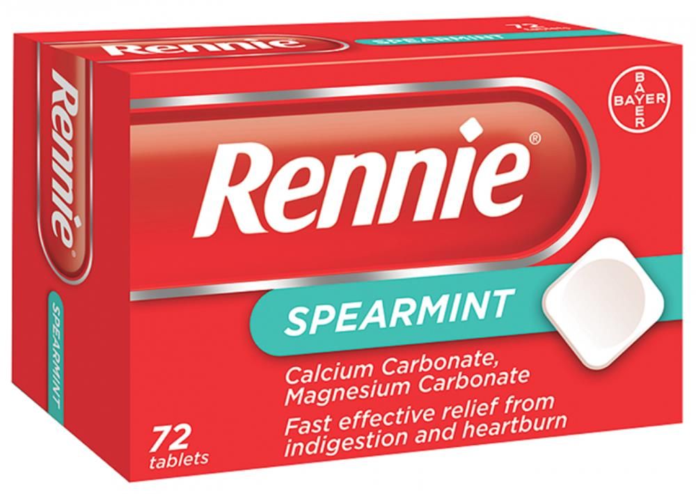 RENNIE TABLETS SPEARMINT GREEN - 72 TABS