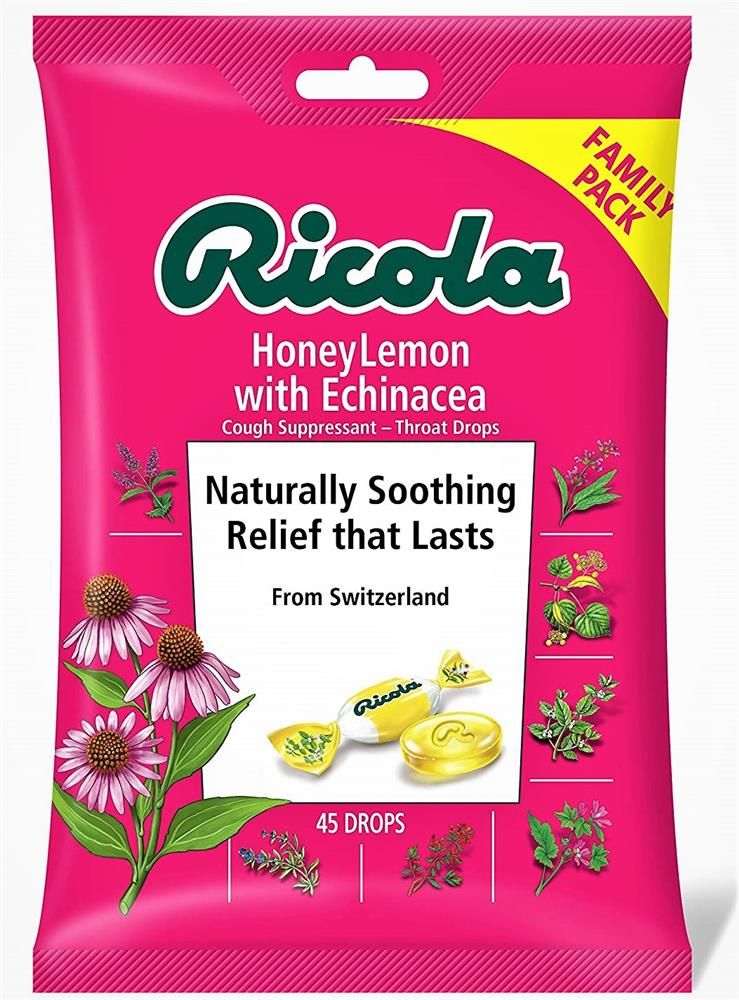 RICOLA HONEY LEMON ECHINACEA LOZENGES - 75G