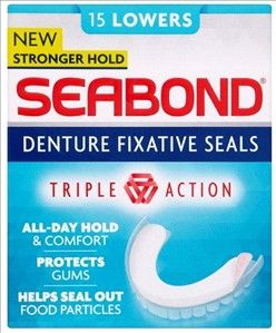 SEABOND LOWERS BLUE ORIGINAL DENTURE FIXATIVE - 15 PCS