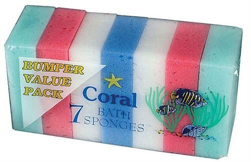 SPONGE BATH CORAL 7 PACK EXTRA VALUE BATH & SHAOWER - 7 PC