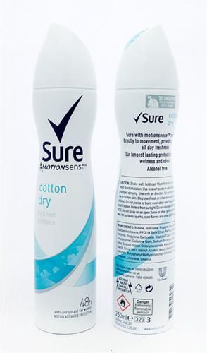 SURE ANTI PERPIRANT DEODORANT COTTON DRY WOMEN - 250ML