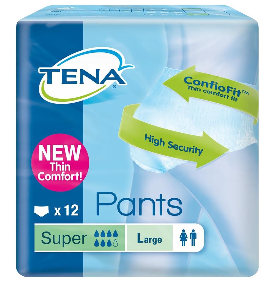 TENA UNISEX PANTS SUPER LARGE NEW THIN COMFORT - HIGH SECURITY (12) - 12 PANTS
