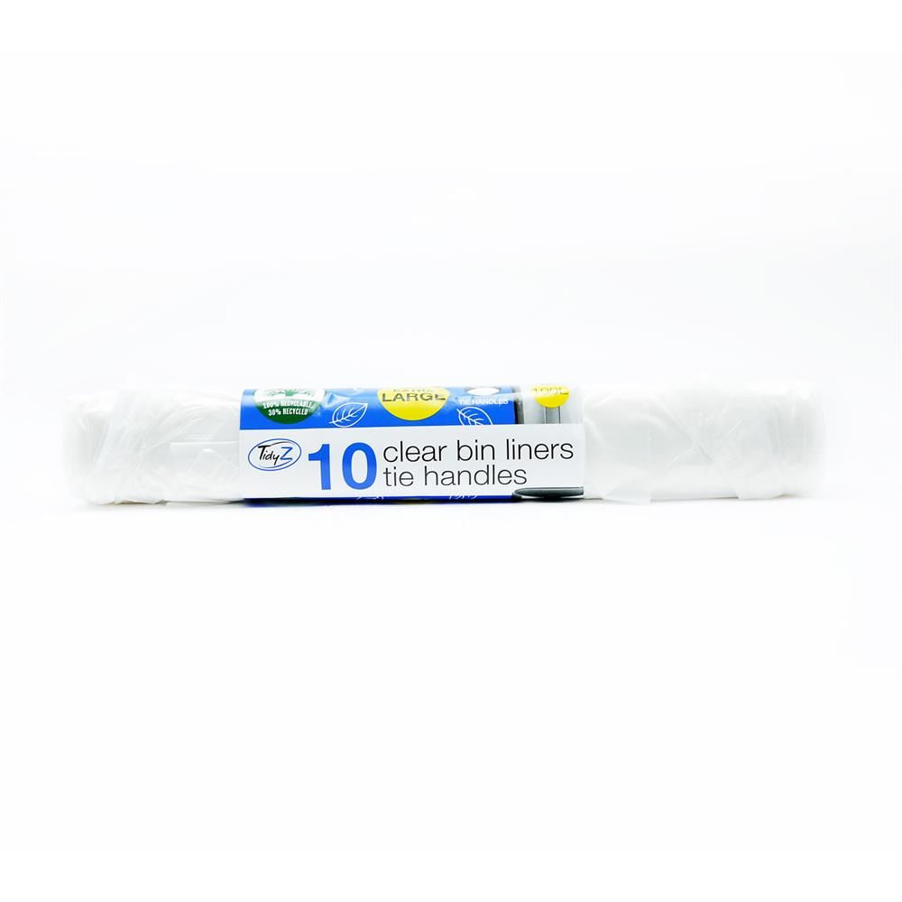 TIDYZ REFUSE SACKS TIE HANDLES CLEAR 100L - 10