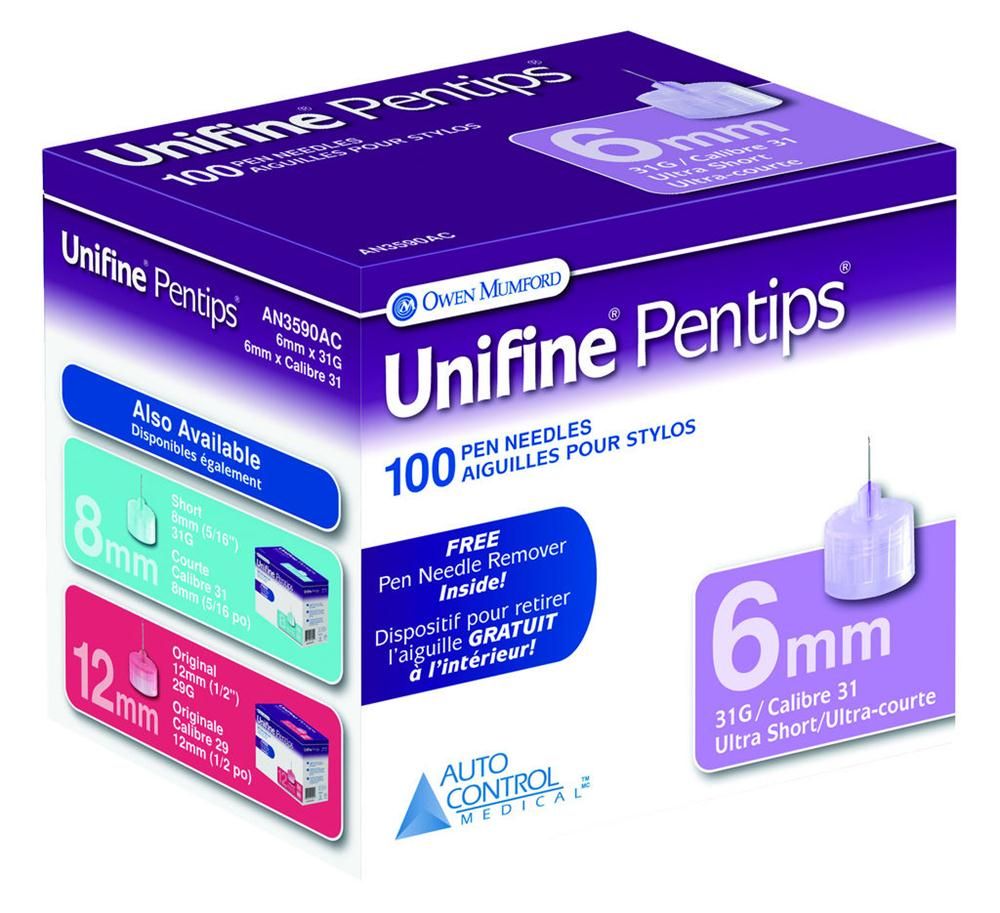 UNFINE PENTIPS PEN NEEDLES 6MM ULTRA SHORT 31G(0.25MM) - 100