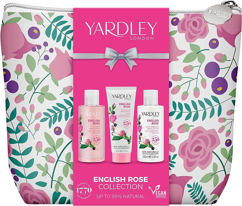 YARDLEY ENGLISH ROSE COLLECTION SET 100ML BODY WASH+100ML LOTION+NOURISHING CREAM - 1 SET